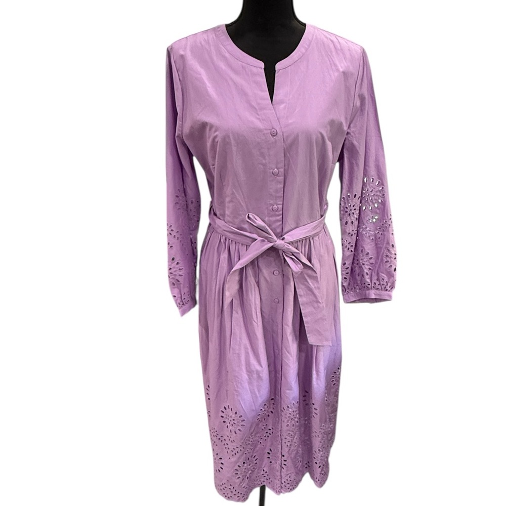 Talbots Lilac Dress with Eyelet Design